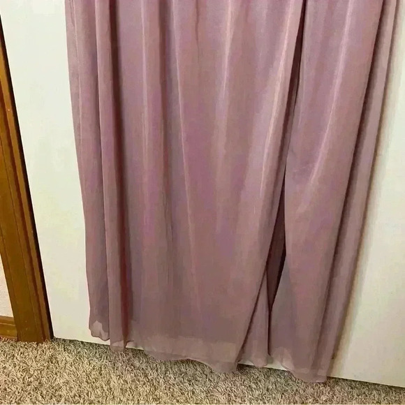 David Bridal Gown Women 14 Lilac Crochet Zip Back Maxi Slit Formal Bridal Dress - Picture 4 of 10